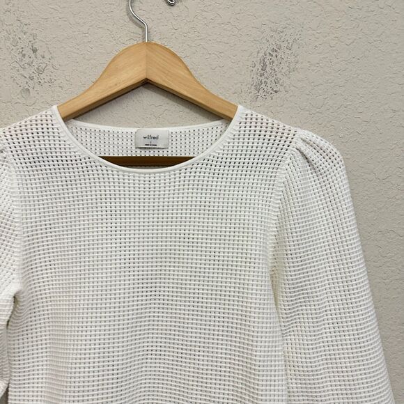 ARITZIA WILFRED Rosetta Mesh Crewneck Sweater in Light Birch - Picture 4 of 12